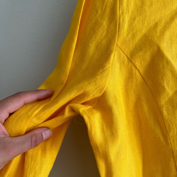 Vintage Design Todays Made in USA 100% Linen Yellow Blazer Trouser Suit  Large - Picture 10 of 16
